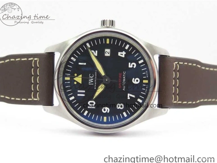 MIROTIME 0303 Original Pilot IW326803 SS MK 1:1 Best Edition Black Dial on Brown Leather Strap MIYOTA 7146
